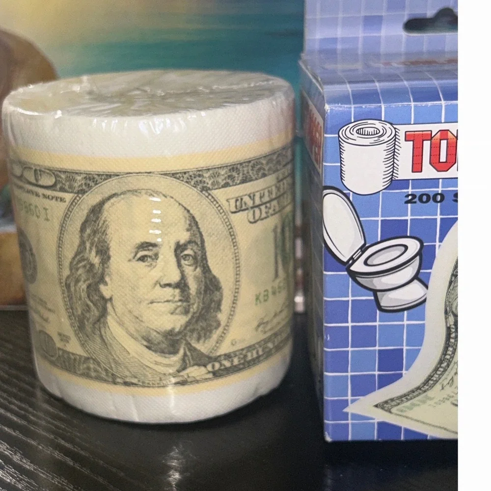 Toilet Paper Gag Gift Novelty 100 Dollar Bill Toilet Paper 200‎ Sheets Money
